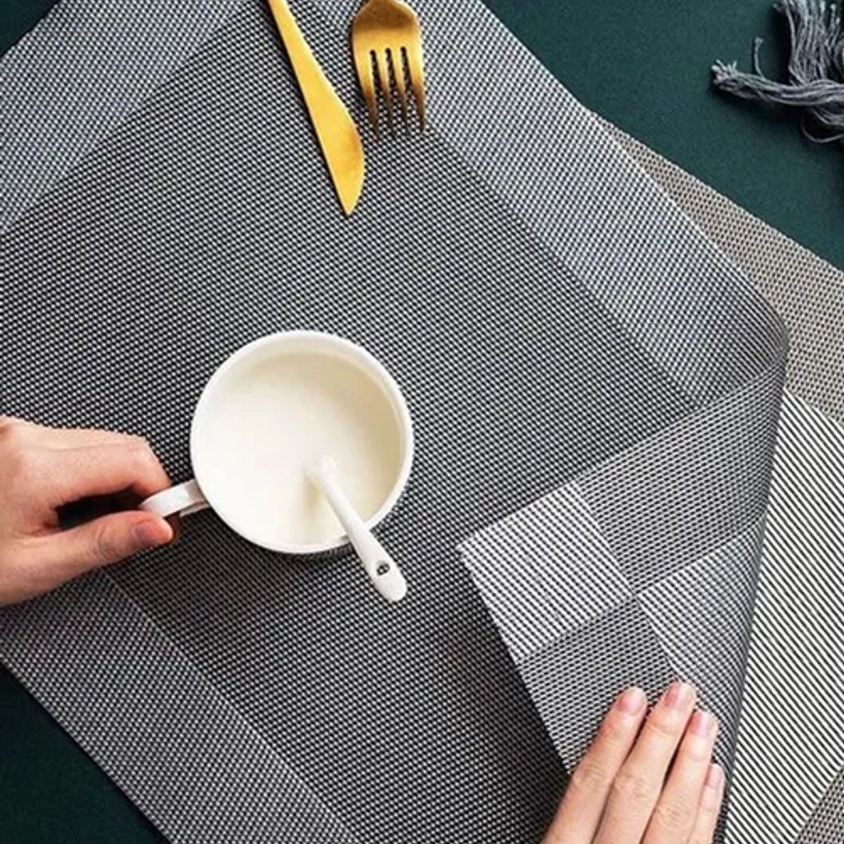 GENERICO - Set 6 individuales impermeables mesa gris oscuro