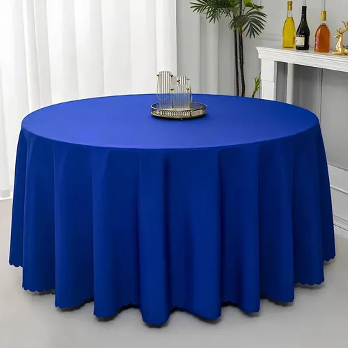 GENERICO - Mantel redondo 3m blanco negro azul rojo lisa
