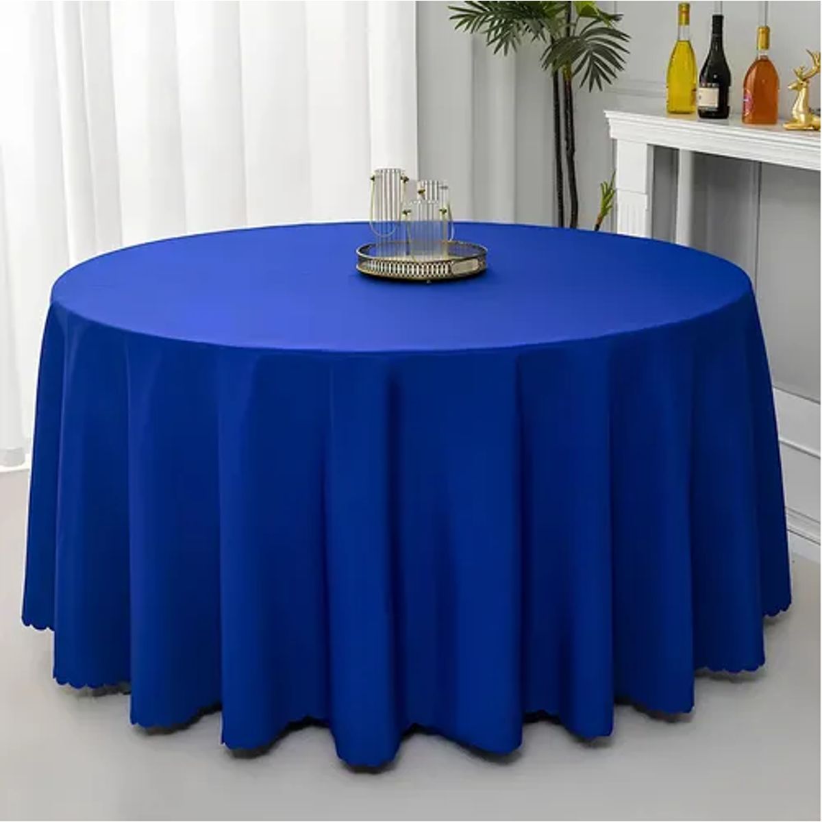GENERICO - Mantel redondo 3m blanco negro azul rojo lisa