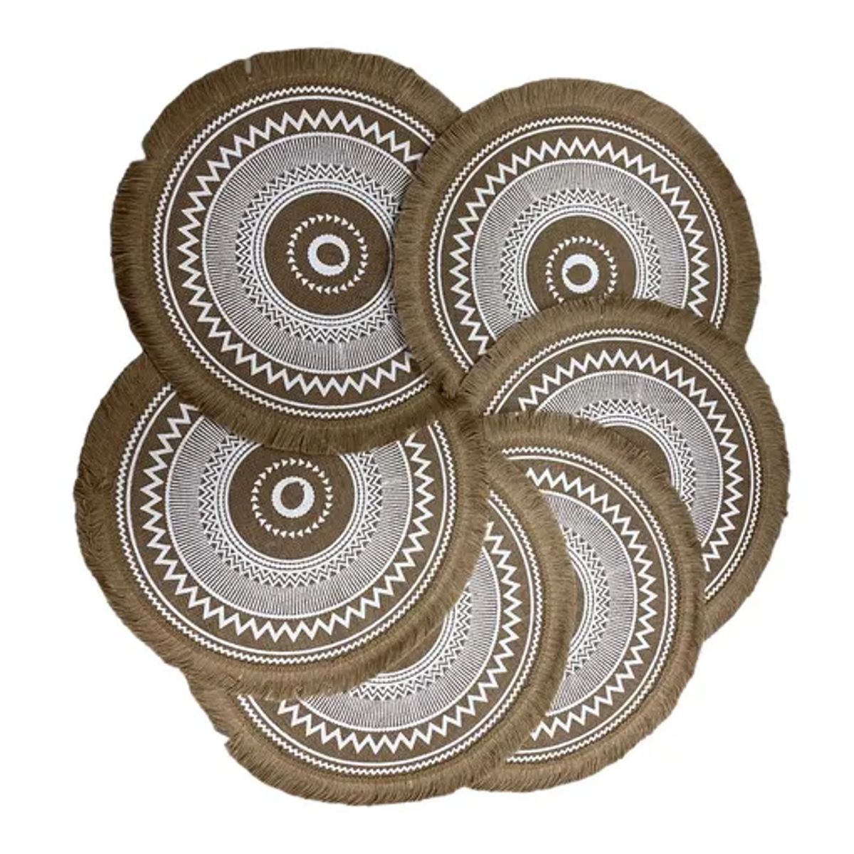 GENERICO - Set 6 individuales redondos trenzados 38cm lino