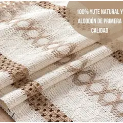 GENERICO - Camino de mesa algodón yute étnico 180x30 blanco trenza café