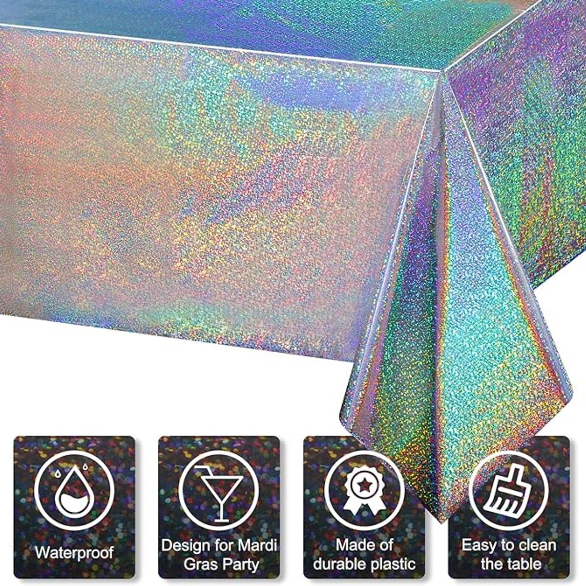 GENERICO - Mantel plástico holográfico cumpleaños