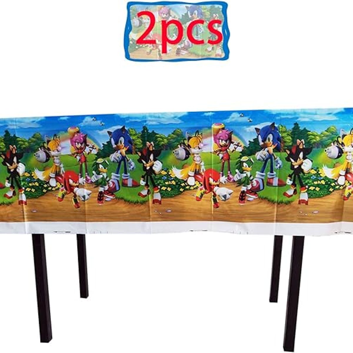 GENERICO - Mantel sonic cumpleaños decorativo