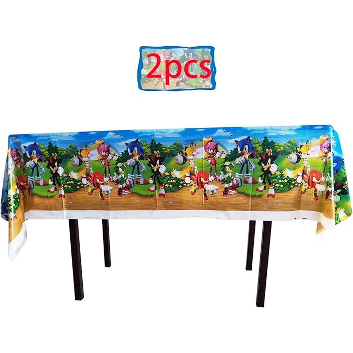 GENERICO - Mantel sonic cumpleaños decorativo