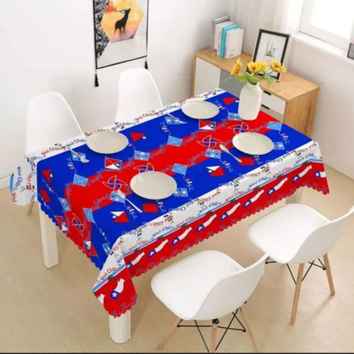 GENERICO - Mantel dieciochero 150x220cm fiestas patrias