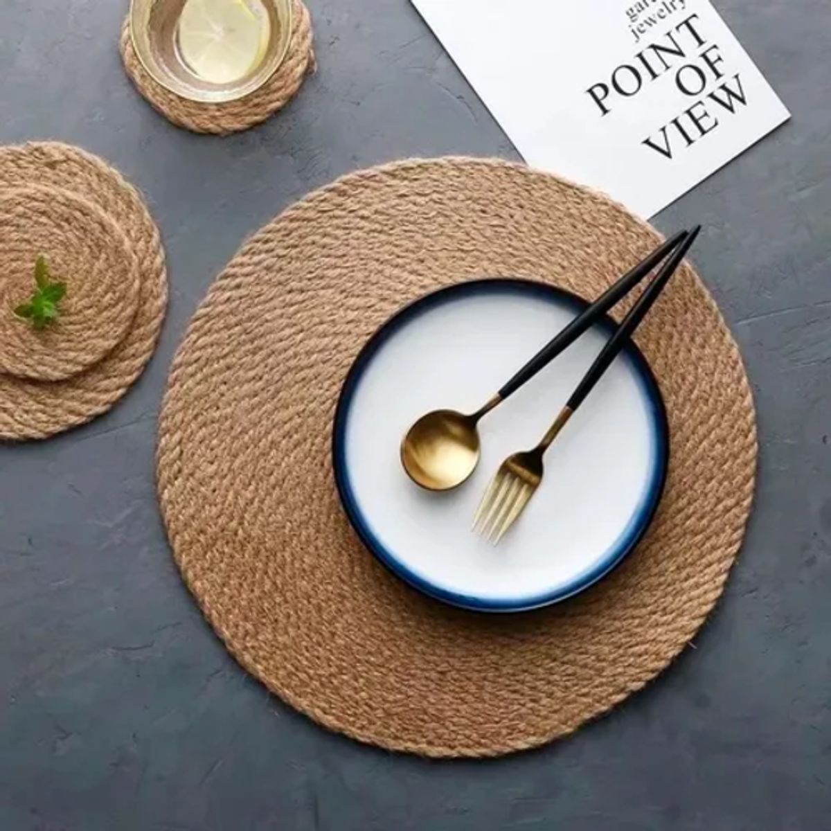 GENERICO - Set 6 individuales seagrass beige natural