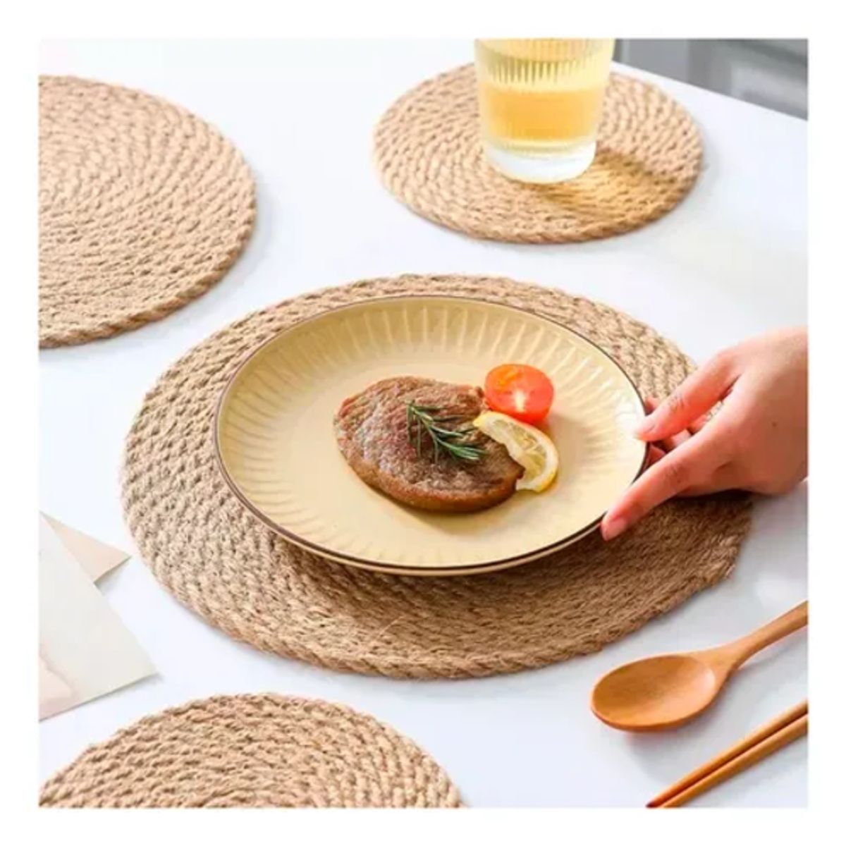 GENERICO - Set 6 individuales seagrass beige natural