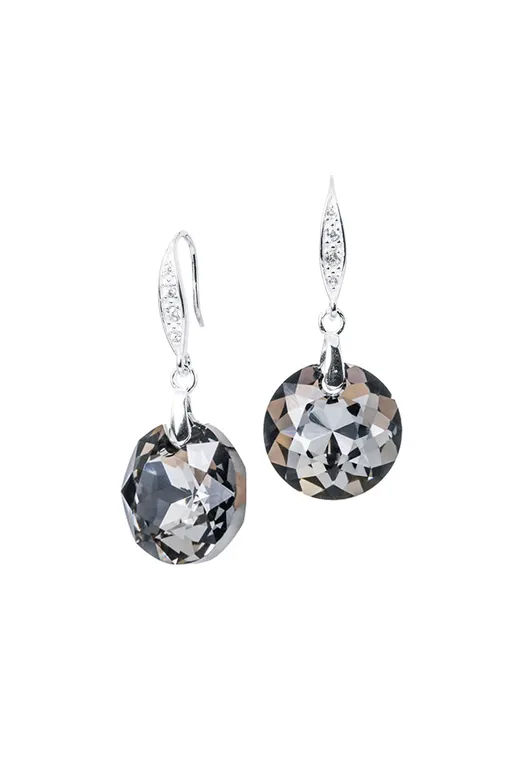 Aros Gran Gracia Plata 925 creado con cristales de Swarovski Silver Night Negro TALLA UNICA