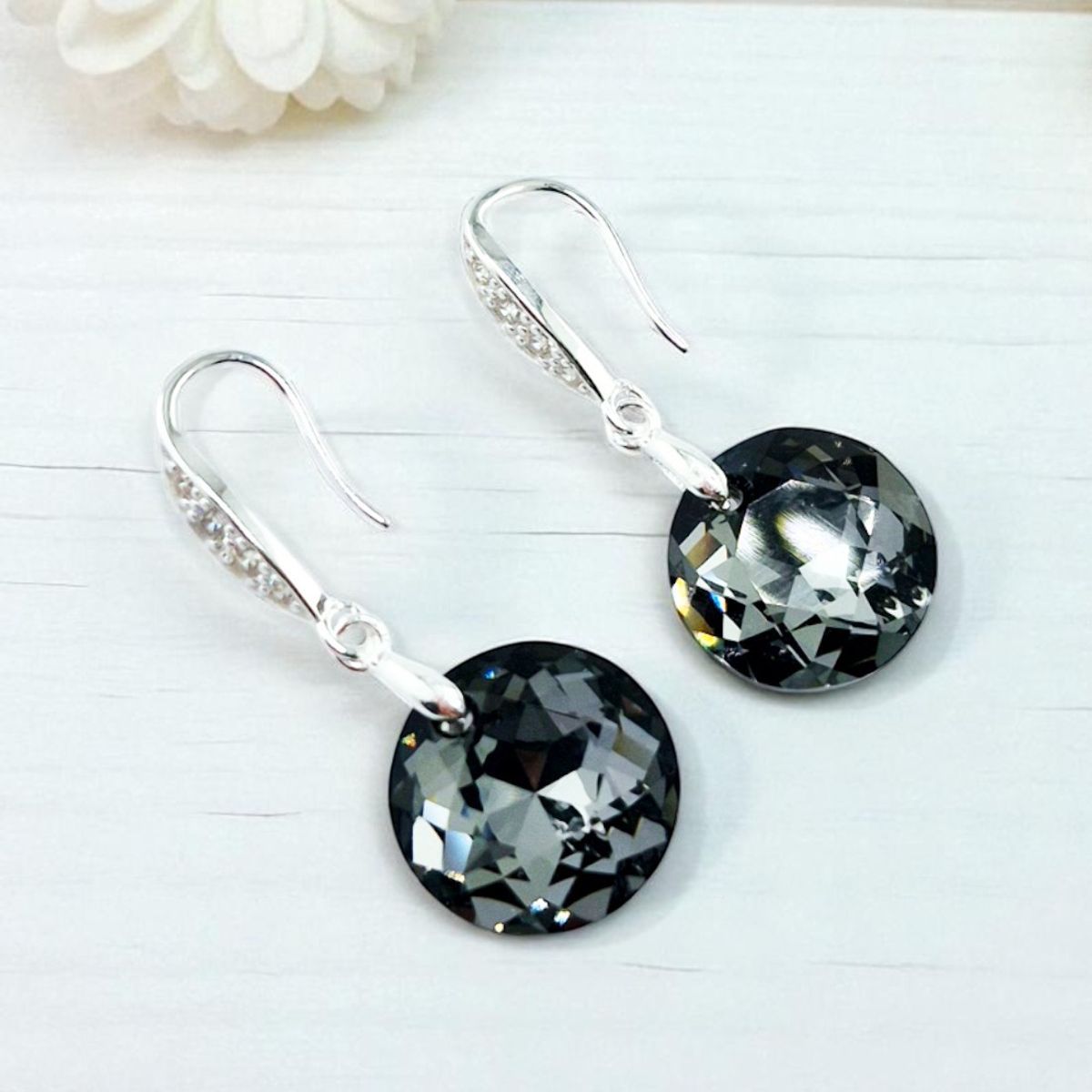 JOYAS MONTERO - Aros Gran Gracia Plata 925 creado con cristales de Swarovski® Silver Night