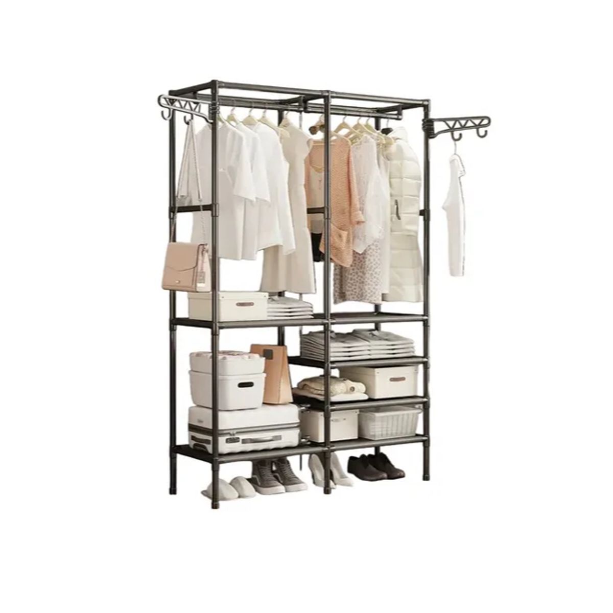 GENERICO - Organizador Ropa 2 Cuerpos Blanco/Negro Metal ABS