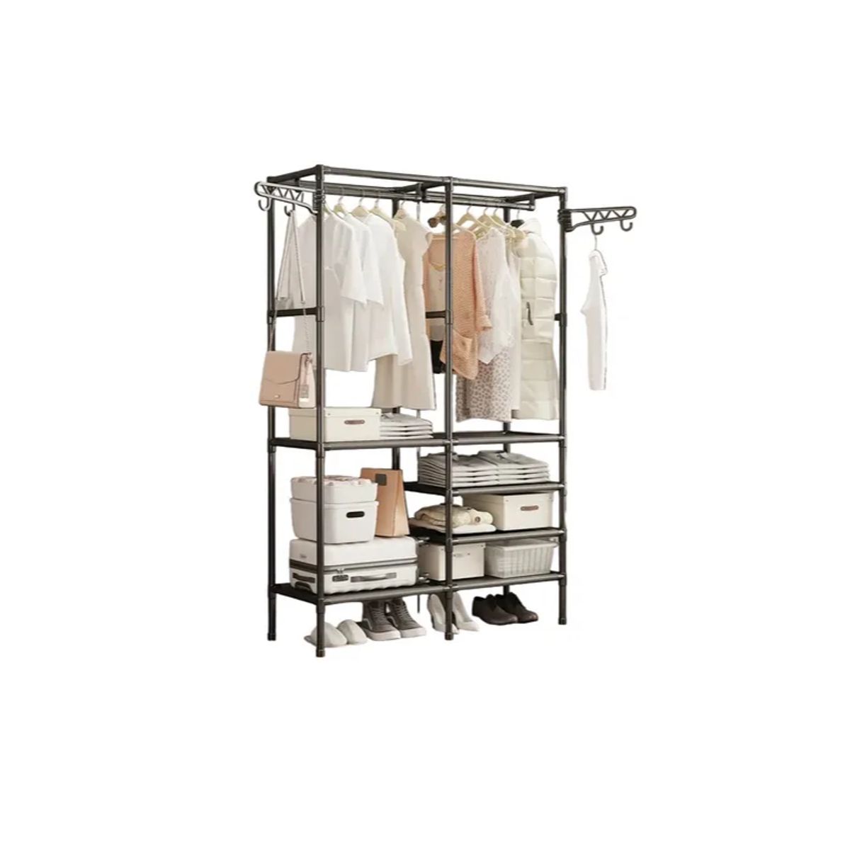 GENERICO - Organizador Ropa 2 Cuerpos Blanco/Negro Metal ABS