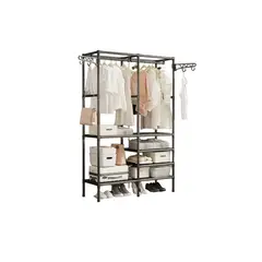 GENERICO - Organizador Ropa 2 Cuerpos Blanco/Negro Metal ABS