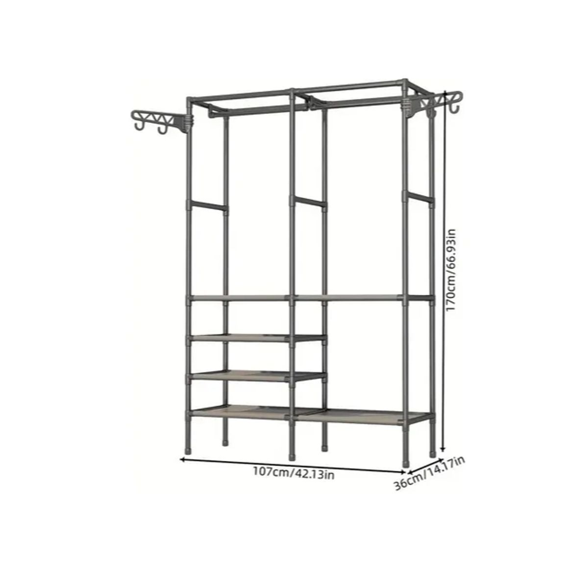 GENERICO - Organizador Ropa 2 Cuerpos Blanco/Negro Metal ABS