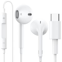 Audifonos Manos Libres USB-C Sin Goma Control Volumen Blanco