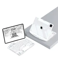 GENERICO - Funda Teclado TouchPad 360 Para iPad Air 13 M2 / M3 -12.9 - Blanco Transp