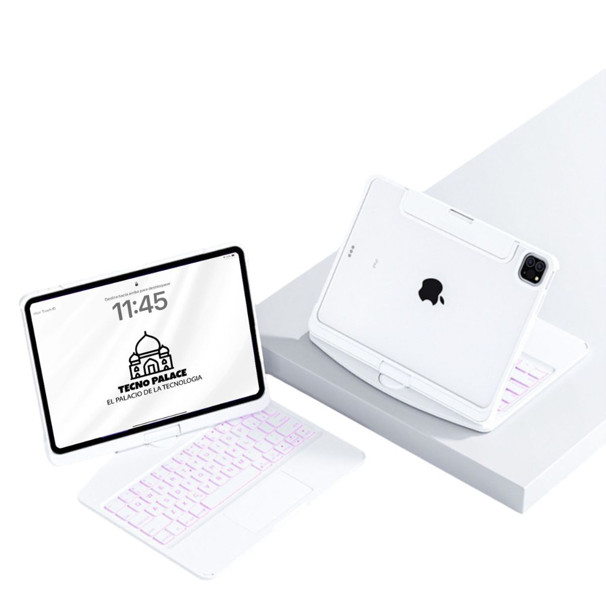 GENERICO - Funda Teclado TouchPad 360 Para iPad Air 13 M2 / M3 -12.9 - Blanco