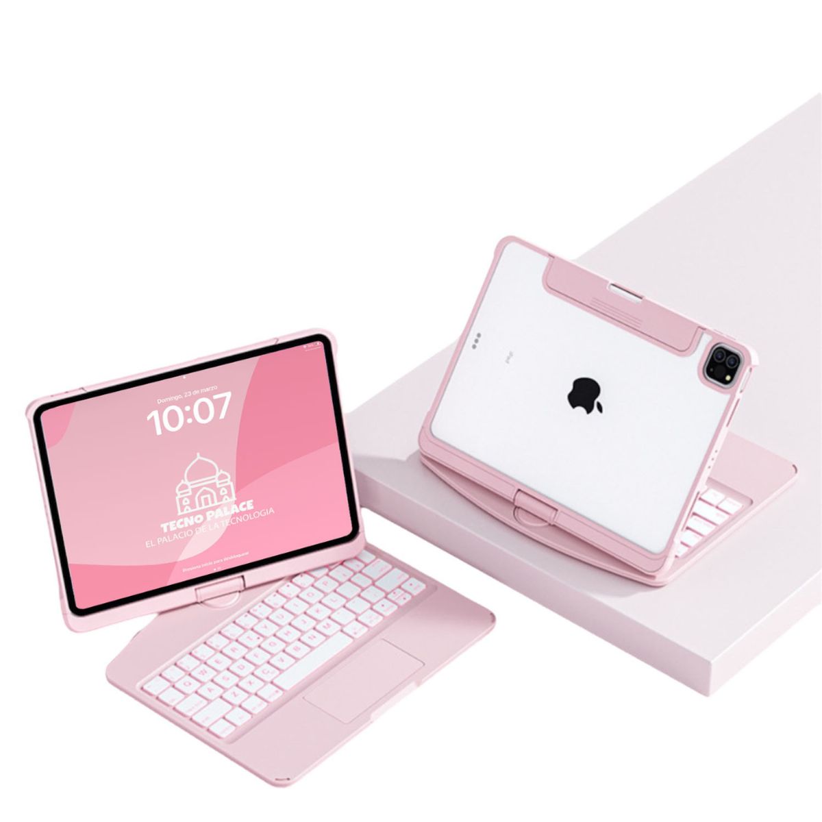 GENERICO - Funda Teclado TouchPad 360 Para iPad Air 13 M2 / M3 -12.9 - Rosa