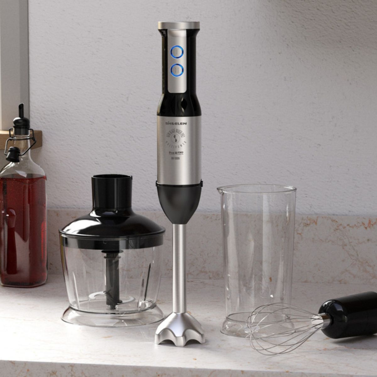 SINDELEN - Minipimer Batidora De Mano Inmersion Sindelen Bm-1000 4en 1.