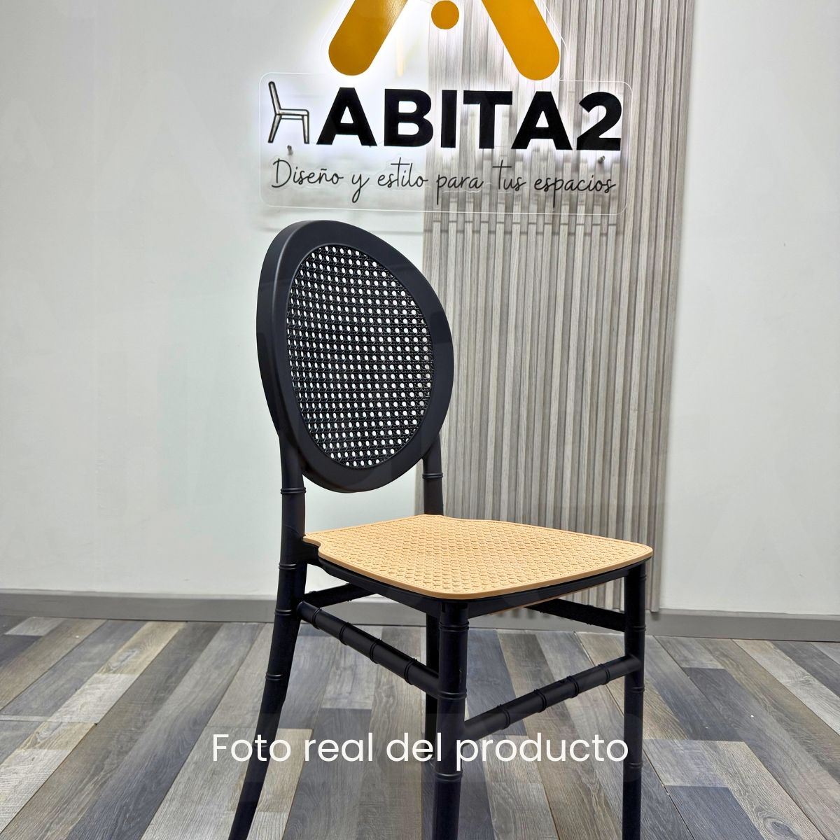 HABITA2 CHILE - Silla Moody Estilo Nórdico con Asiento de Ratán Sintético