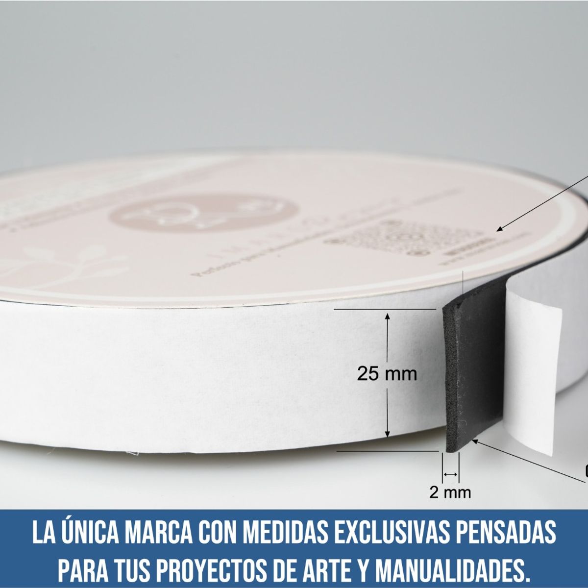 IMARU ROSAS - Cinta Adhesiva Doble Cara Negra Con Espesor Para Papelería