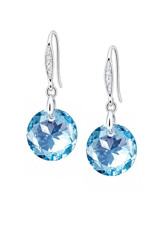 Aros Gran Gracia Plata 925 creado con cristales de Swarovski Aquamarine Celeste TALLA UNICA