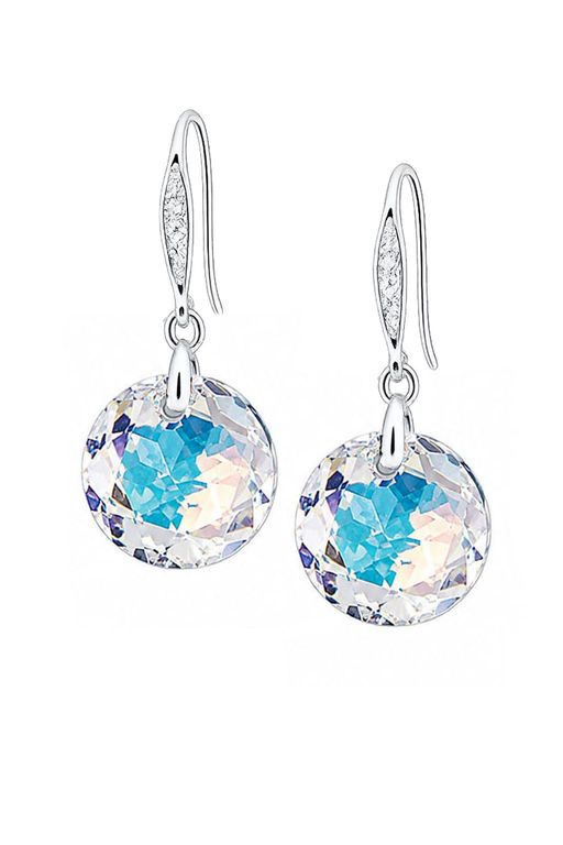 Aros Gran Gracia Plata 925 creado con cristales de Swarovski Aurora Boreal Blanco TALLA UNICA