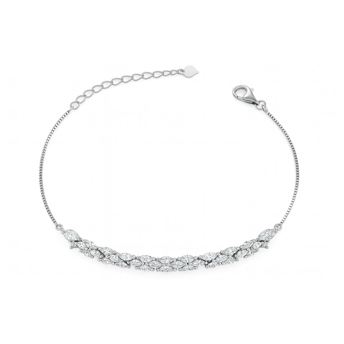 JB JOYAS BARON - Pulsera de Plata Esterlina 925 Hoja de Luz con Circonita