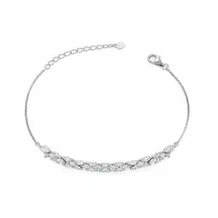 JB JOYAS BARON - Pulsera de Plata Esterlina 925 Hoja de Luz con Circonita