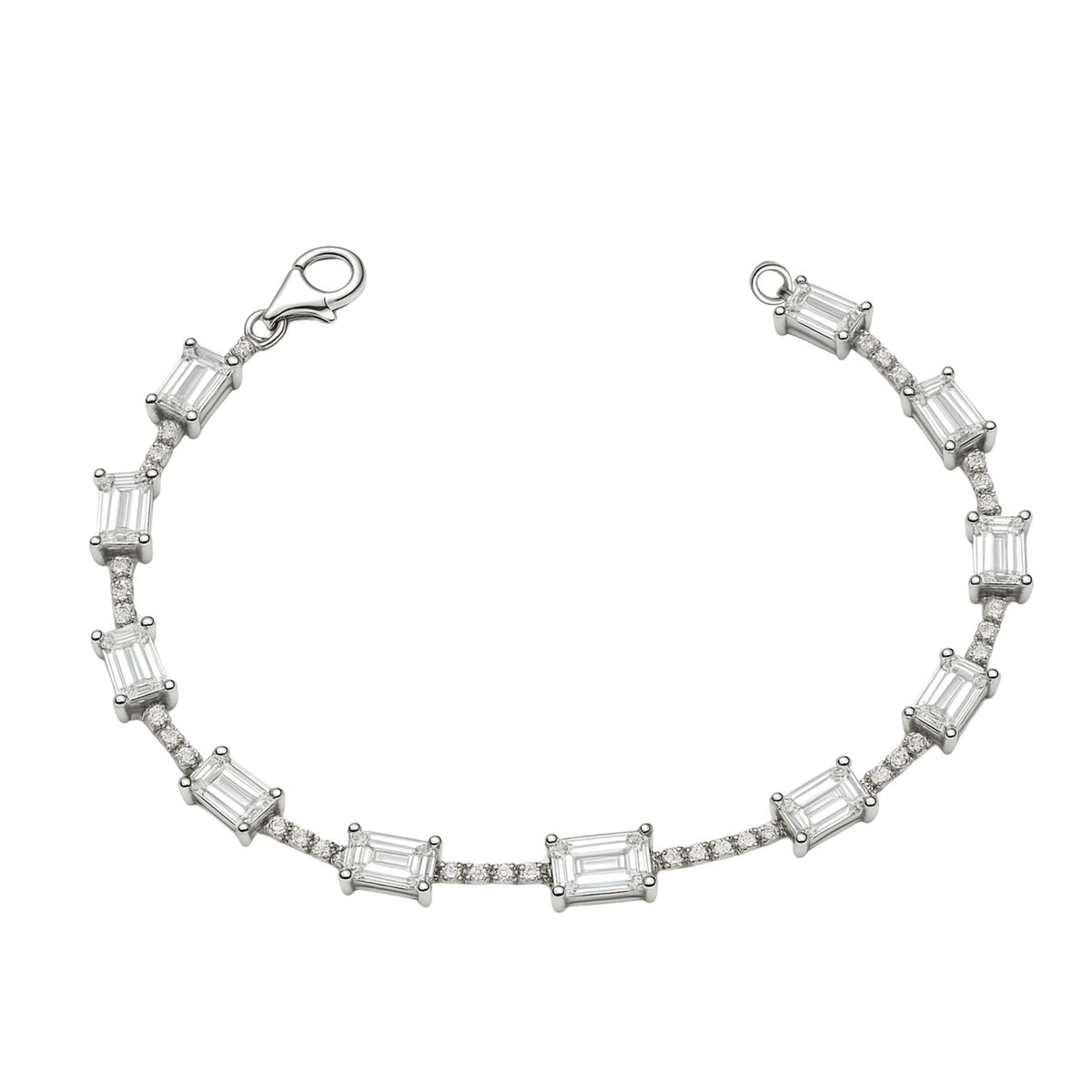 JB JOYAS BARON - Pulsera de Plata Esterina 925 Circonita Baguette