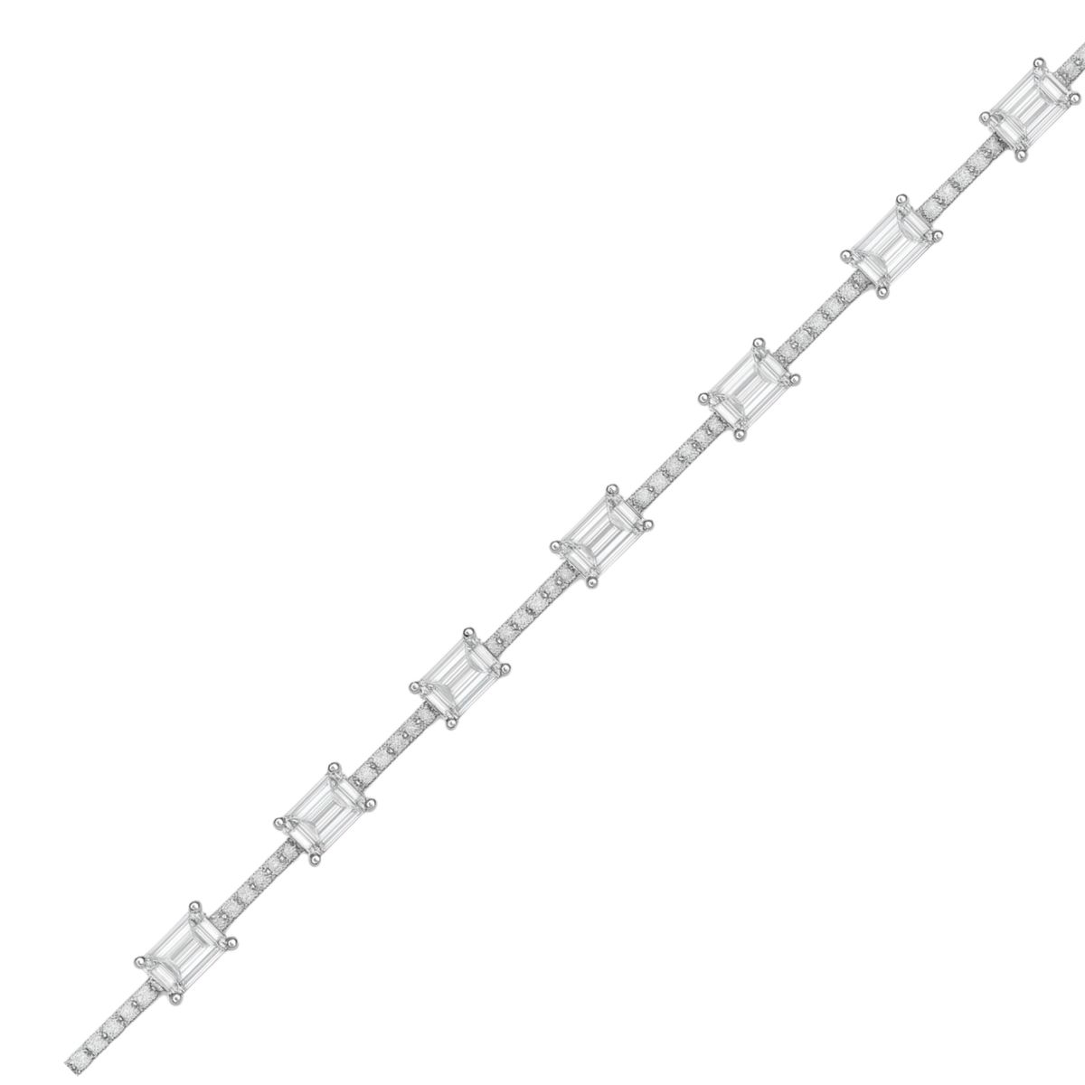JB JOYAS BARON - Pulsera de Plata Esterina 925 Circonita Baguette