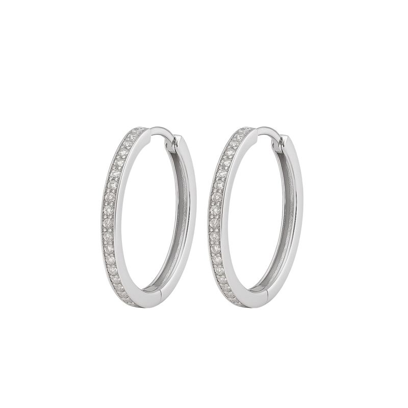 JB JOYAS BARON - Aros Plata Esterlina 925 Argollas Grandes XL con Circonita
