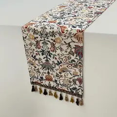 DEKOHOME - Camino de Mesa Gobelina Borlas Pajaritos