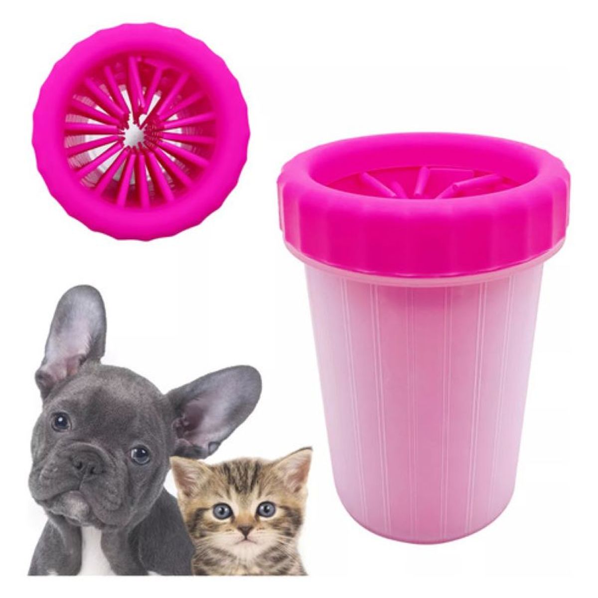 SOFTI - Lava Limpiador De Patas Perros Pequeños Limpia Patitas Rosa