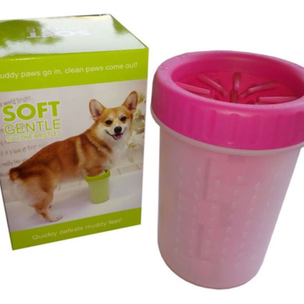 SOFTI - Lava Limpiador De Patas Perros Pequeños Limpia Patitas Rosa