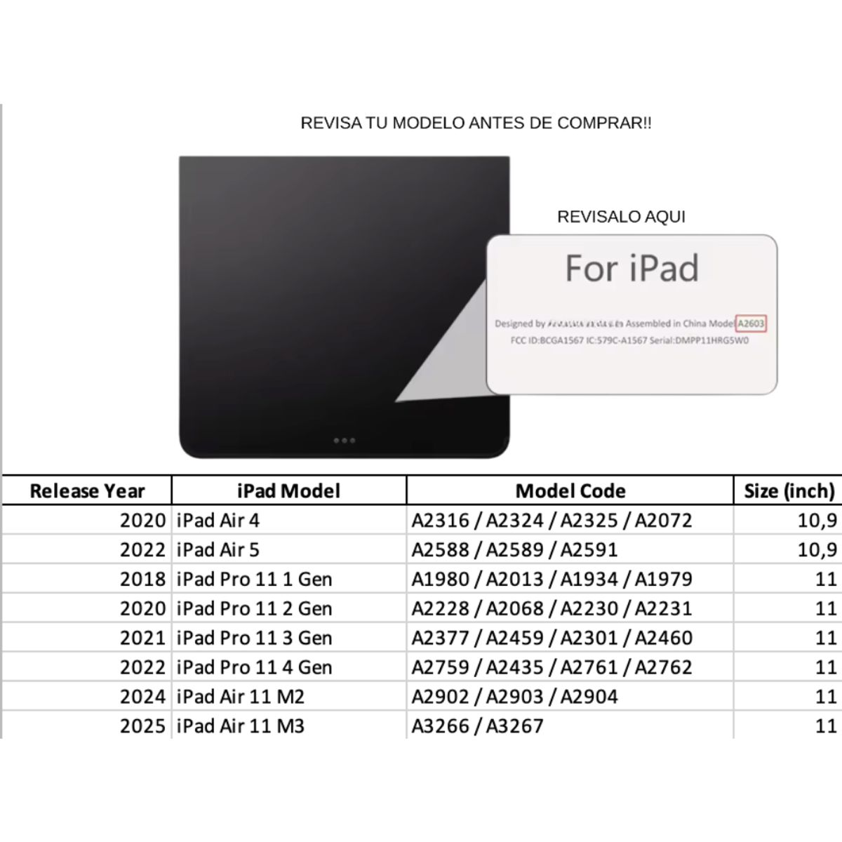 GENERICO - Funda Teclado TouchPad 360 iPad Air 11 M2-M3 / Air 4-5 / Pro 11- Negro Transp