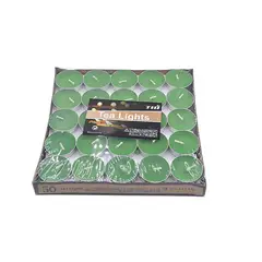 GENERICO - SET DE 50 VELAS TEA LIGHT 0.9 X 3.5 CM VERDE