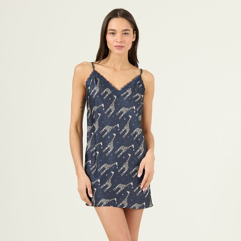 BARBIZON - Camisa de Dormir Mini Iris Azul Estampado