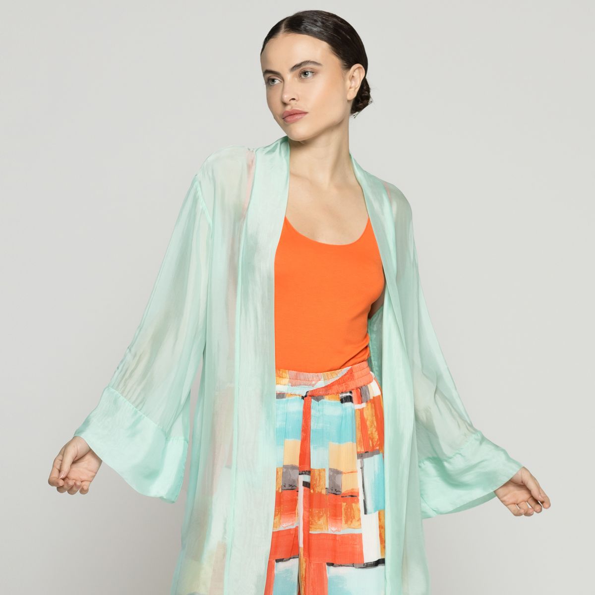 LINEATRE - Tapado Mujer Spolverino Dafne Verde Menta Lineatre