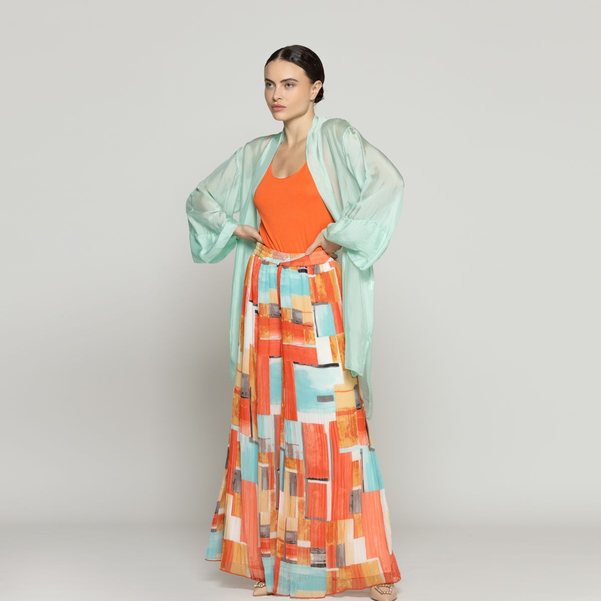 LINEATRE - Tapado Mujer Spolverino Dafne Verde Menta Lineatre