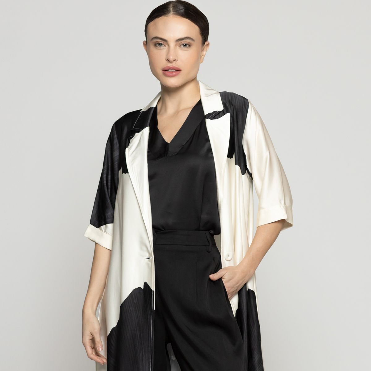 LINEATRE - Spolverino Mujer Dalia Estampado Floral Maxi Lineatre