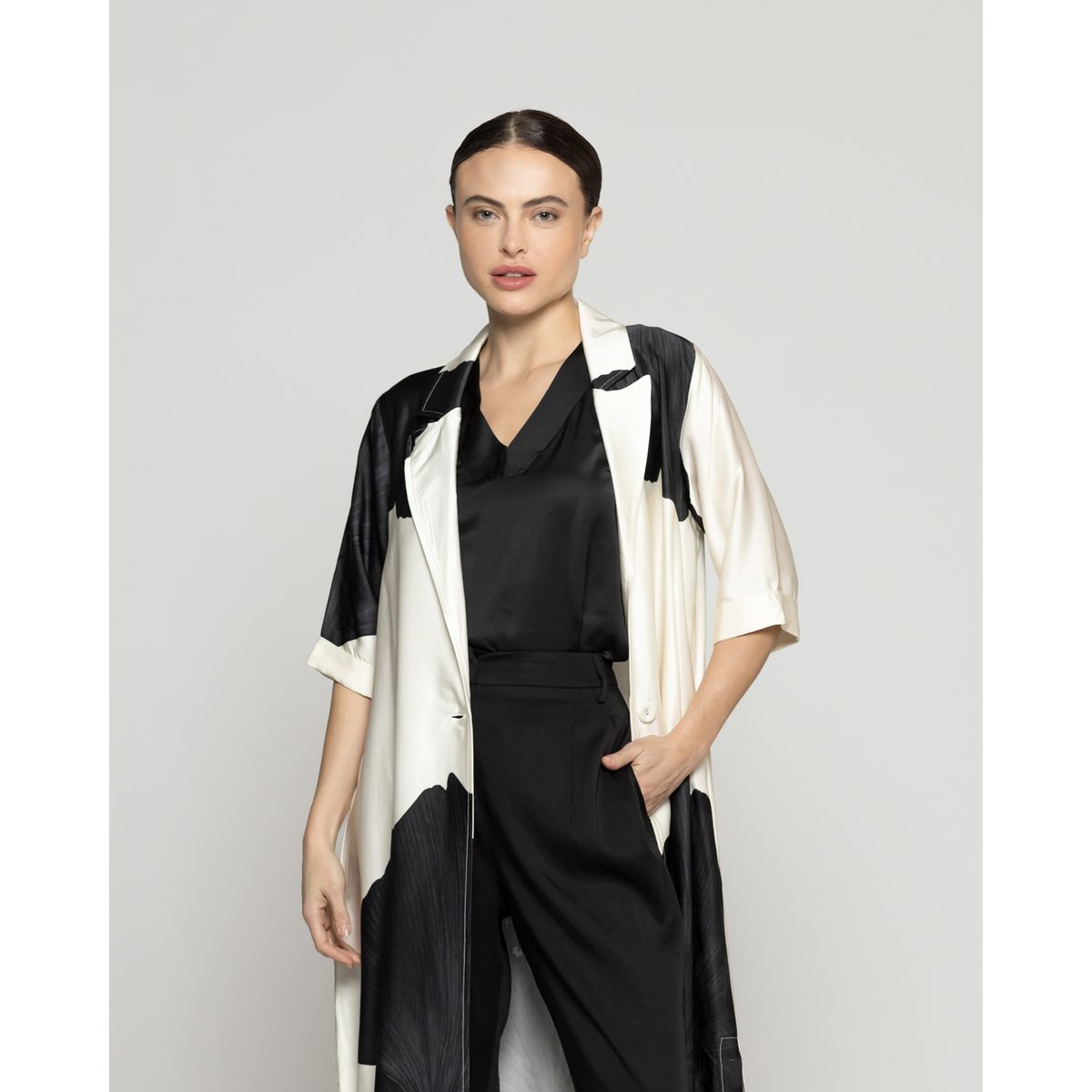 LINEATRE - Spolverino Mujer Dalia Estampado Floral Maxi Lineatre