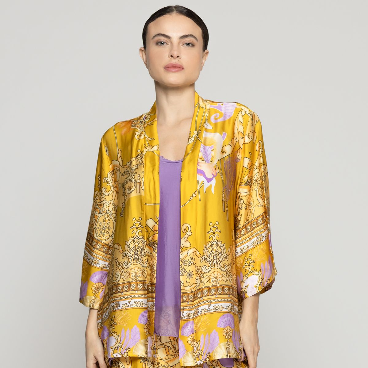 LINEATRE - Tapado Mujer Daniella Spolverino Satinado Amarillo Lineatre