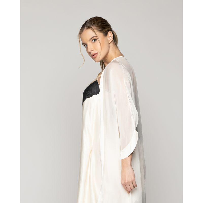 LINEATRE - Tapado Mujer Dora Largo Gasa Blanco Crudo Lineatre