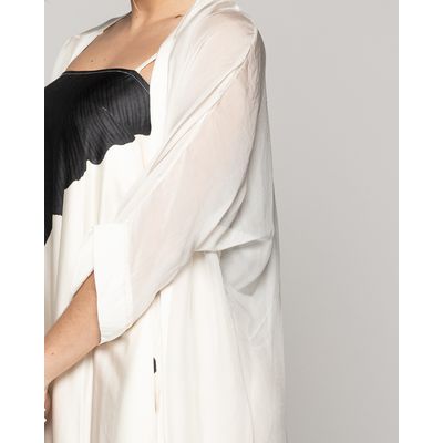 Imagen 2 del producto Tapado Mujer Dora Largo Gasa Blanco Crudo