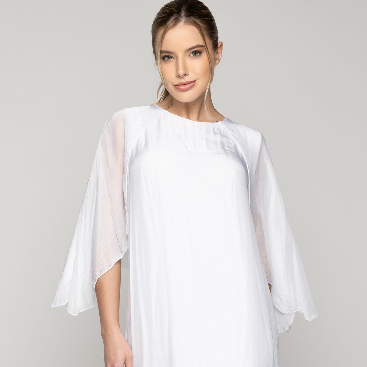 LINEATRE - Vestido Mujer Vianney Mangas Con Capa Blanco Lineatre