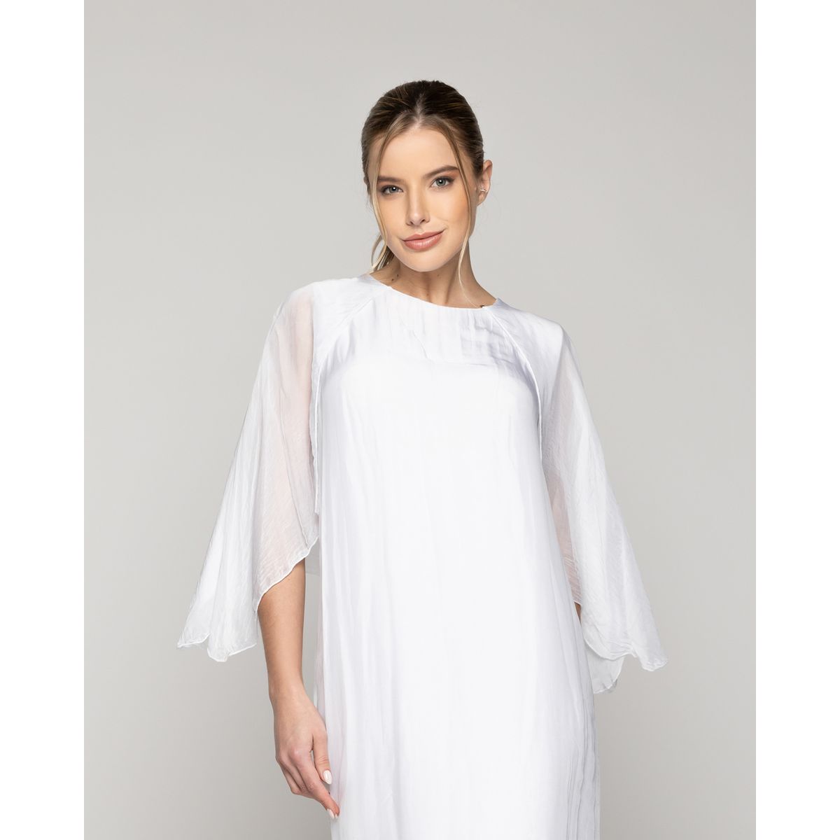 LINEATRE - Vestido Mujer Vianney Mangas Con Capa Blanco Lineatre