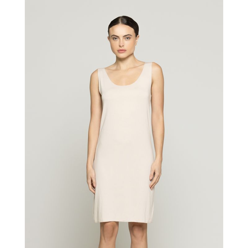 LINEATRE - Vestido Mujer Enagua Básico Beige Lineatre