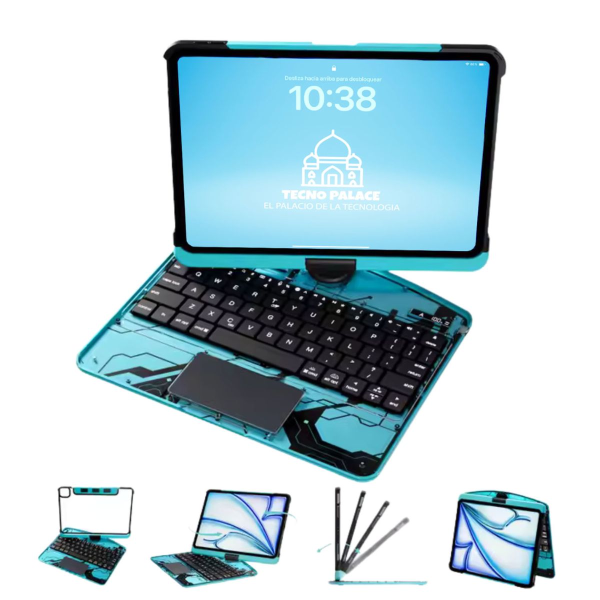 GENERICO - Funda Teclado TouchPad 360 iPad Air 11 M2-M3 / Air 4-5 / Pro 11- Azul Ciber