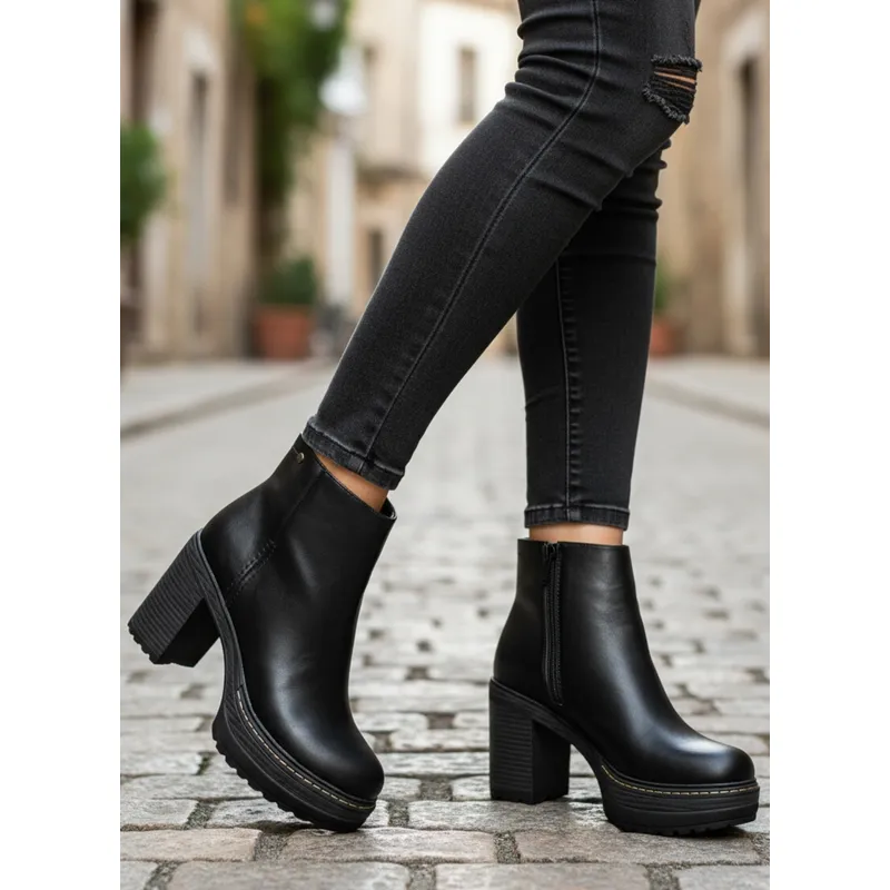 SNOOPY - Botin Mujer Taco Medio  con Plataforma M484