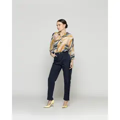 LINEATRE - Pantalón Mujer Piera Tiro Alto Azul